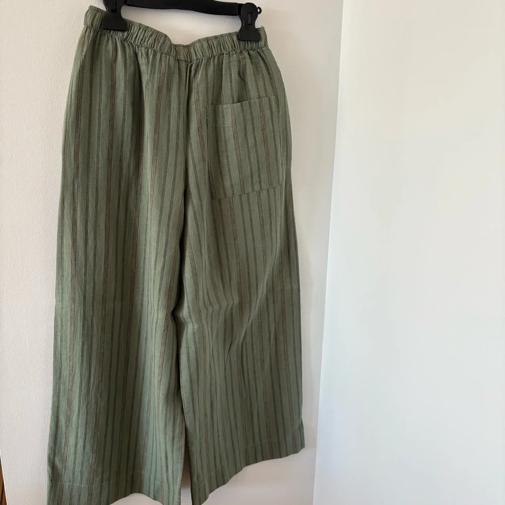 Zara Striped Linen & Cotton Blend Long Pants Bottom Size‎ M NWOT